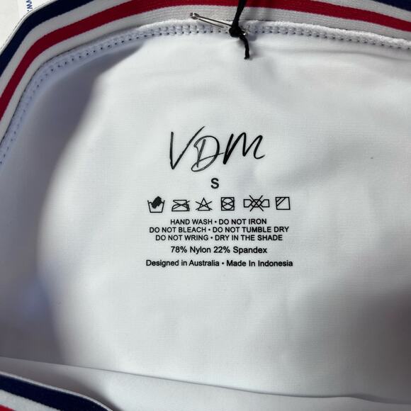 Revolve VDM The Label Izzy High Rise Bikini Bottoms White Red Blue Small/4 NWT - Picture 6 of 8